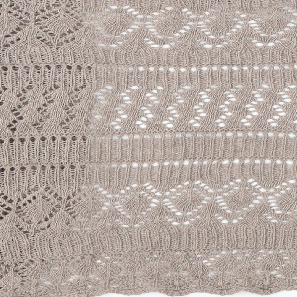 Brand and care label for Whisper women’s brown knit shrug jumper, size M