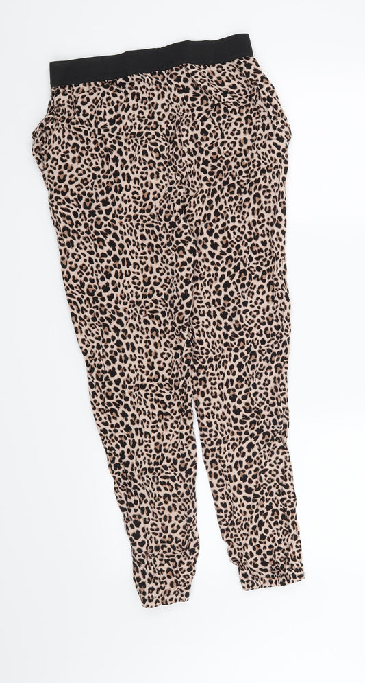 Select Womens Brown Animal Print Trousers Size 10 L26 in