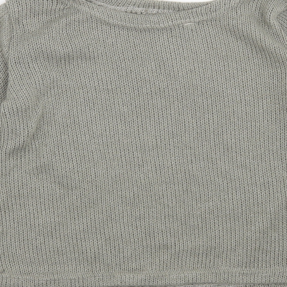 Brand and care label for Preworn women’s grey jumper, size S