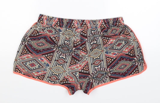 Denim Co Womens Multicoloured Geometric Hot Pants Shorts Size 10