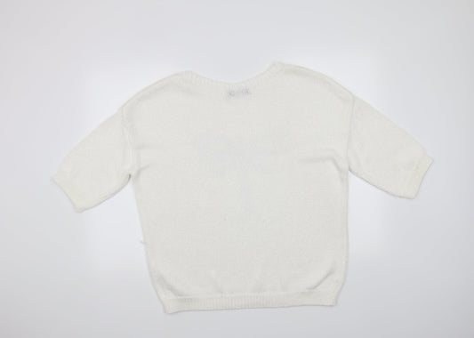 Moda Womens White Pullover Jumper Size 18