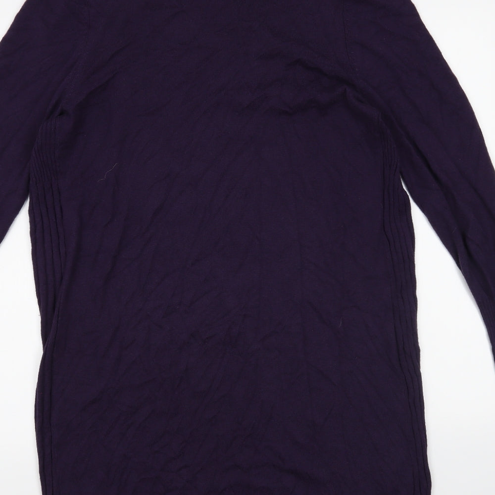 Brand and care label for BHS women’s purple cardigan jumper, size UK 14
