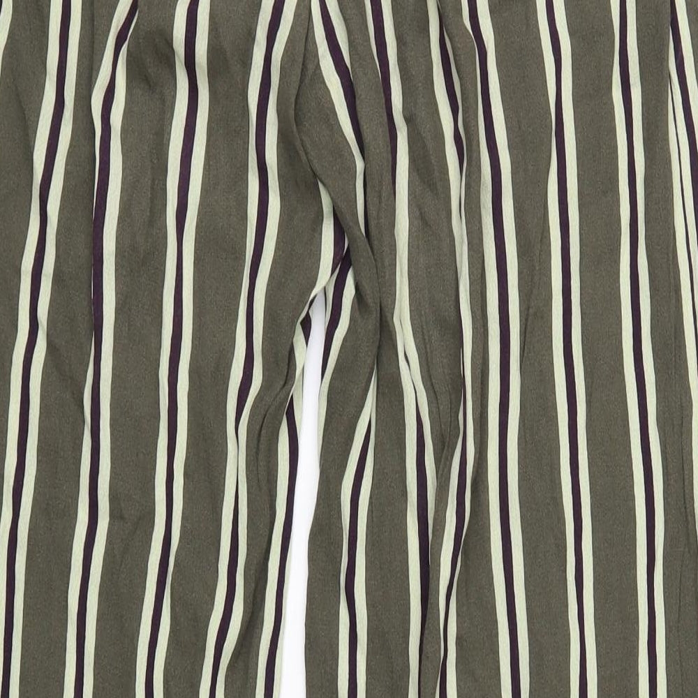 Brand and care label for Libertine women’s green striped trousers, size S, 30-inch leg