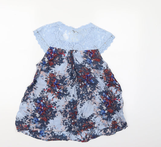 NEXT Womens Blue Floral Lace Basic Blouse Size 6