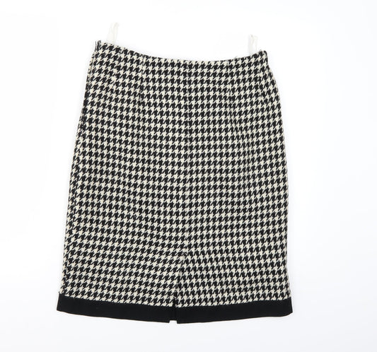 Preworn Womens Black Houndstooth A-Line Skirt