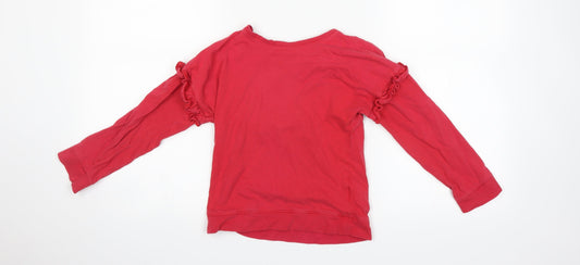 Marks and Spencer Girls Red Basic T-Shirt Size 7 Years
