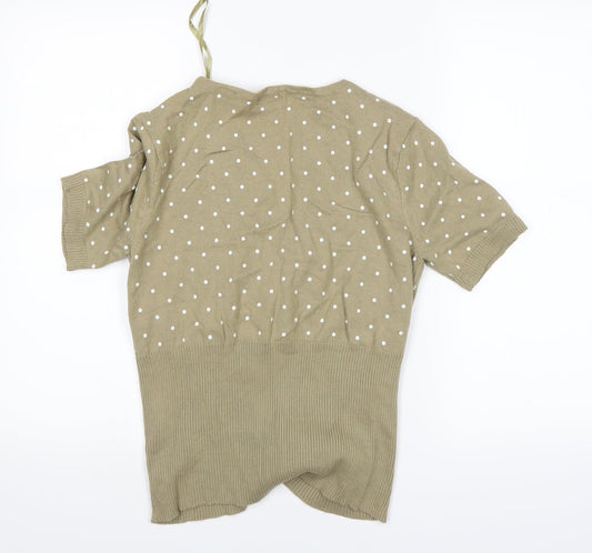 Chillytime Womens Beige Polka Dot Cardigan Jumper Size 14