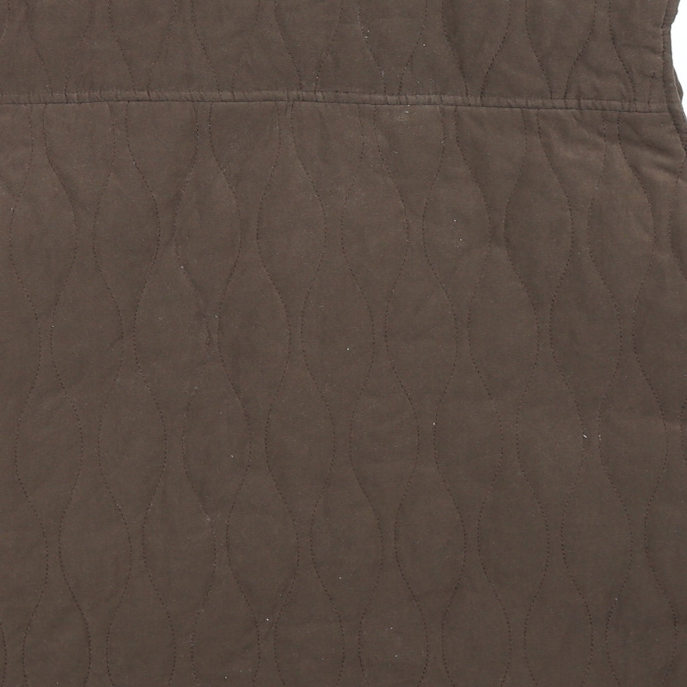 Brand and care label for tayberry women’s brown gilet coat, size M