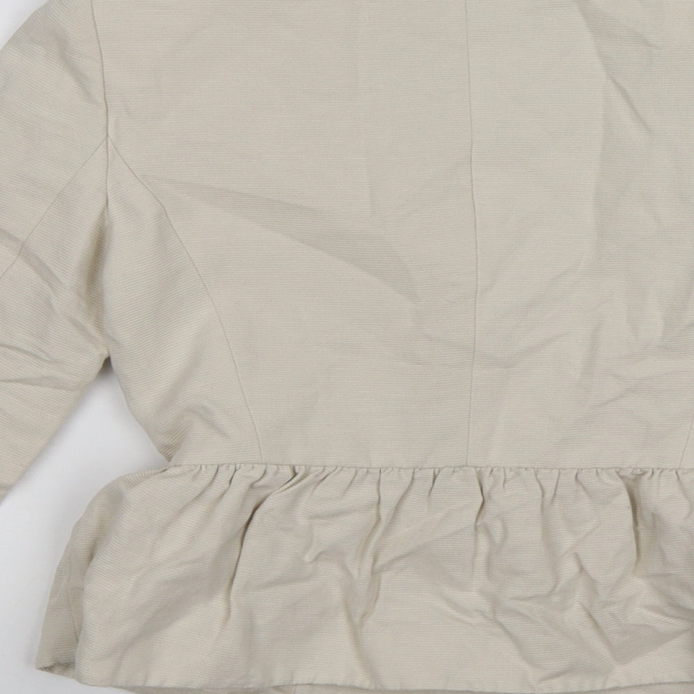 Mango Womens Beige Striped Jacket Suit Jacket Size XS
