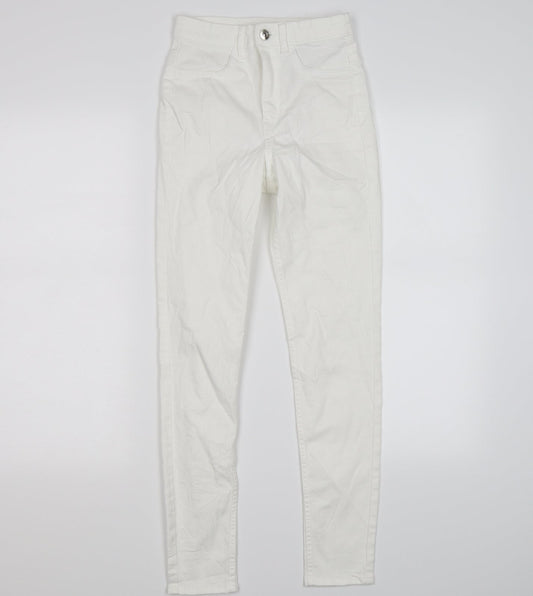 Additional front view of Divided women’s white denim skinny jeans, size UK 6, 26-inch leg