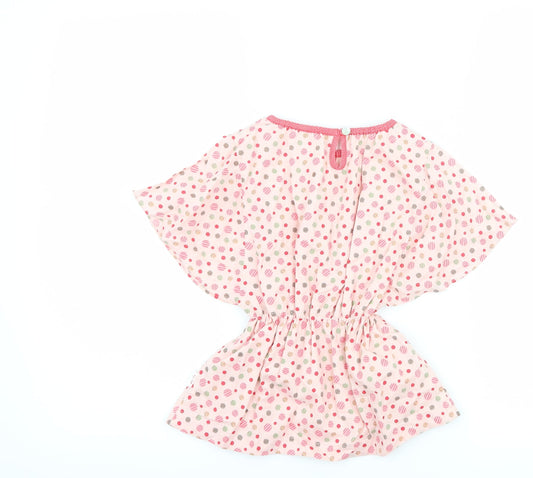aya naya Girls Pink Polka Dot Basic T-Shirt Size 4 Years