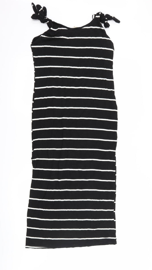 caution to the wind Womens Black Striped Tank Dress Size M