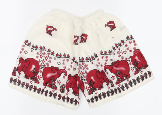 Preworn Boys White Animal Print Cargo Shorts Size 3-4 Years