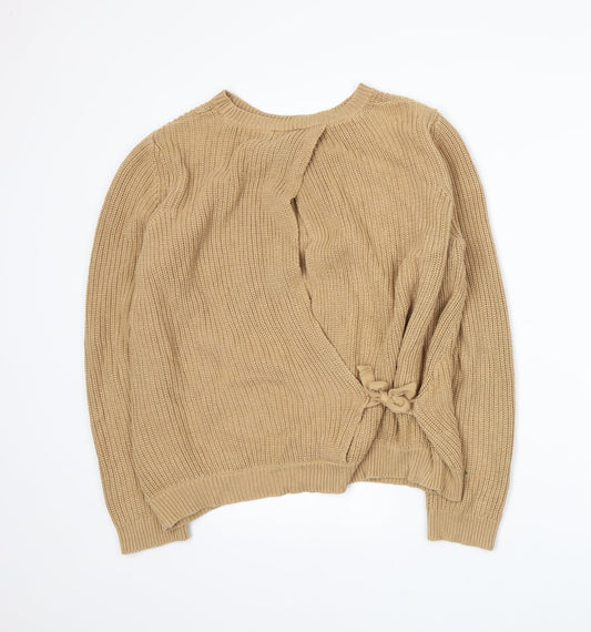 Warehouse Womens Beige Knit Pullover Jumper Size 6