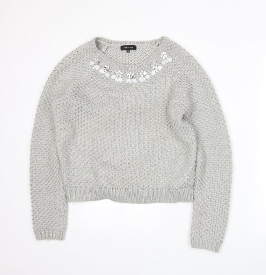 New Look Womens Grey Knit Pullover Jumper Size 14