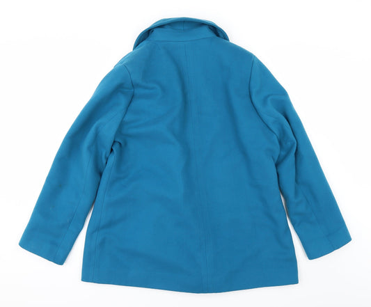 BM Womens Blue Overcoat Coat Size 16