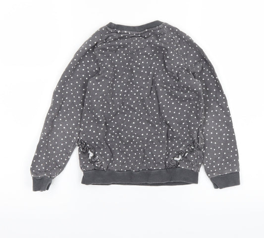 TU Girls Grey Polka Dot Pullover Jumper Size 5-6 Years