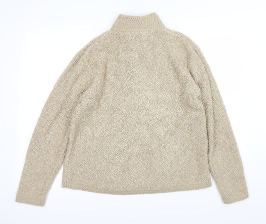 elizabeth Womens Beige Full Zip Jumper Size M