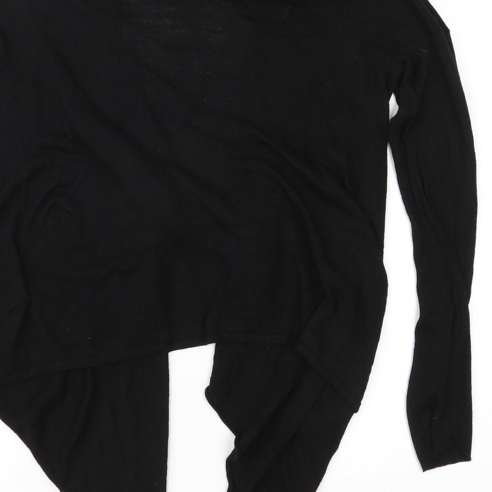 Brand and care label for H&M women’s black knit cardigan jumper, size XS