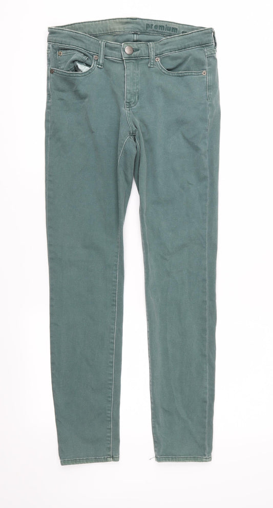 Additional front view of Gap women’s green denim skinny jeans, size UK 8, 30-inch leg
