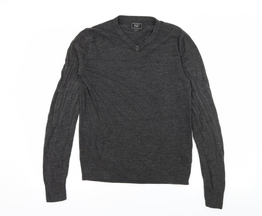 F&F Mens Grey Knit Pullover Jumper Size S