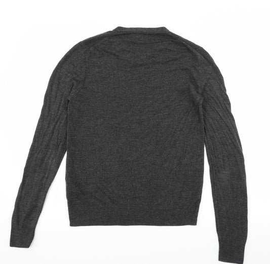 F&F Mens Grey Knit Pullover Jumper Size S