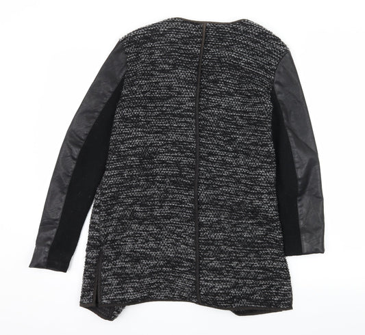 New Look Womens Grey Striped Knit Jacket Coatigan Size 10