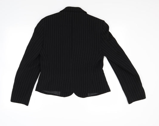 Marks and Spencer Womens Black Striped Jacket Coat Size 12