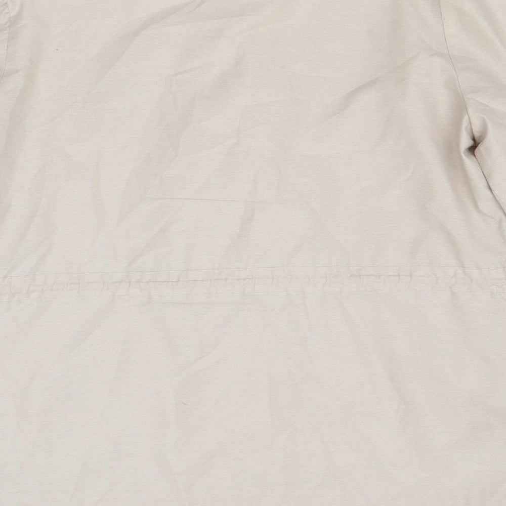Brand and care label for Preworn women’s beige jacket coat, size UK 12