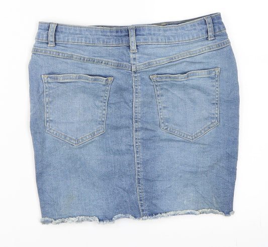 Parsian Womens Blue Denim Mini Skirt Size 10