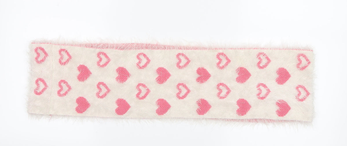 Additional front view of George girls’ pink geometric knit rectangle scarf scarves & wraps one size - snood, hearts