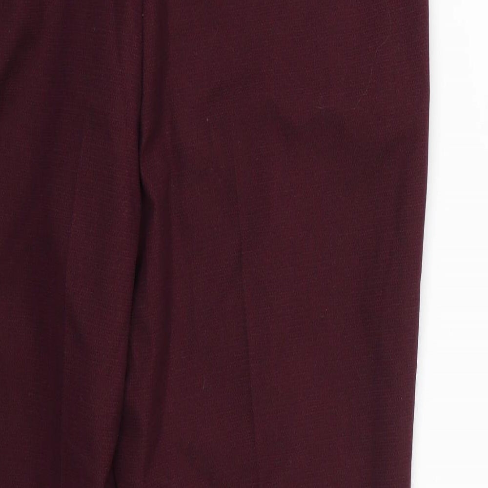 Brand and care label for Marks & Spencer women’s purple trousers, size UK 10, 25-inch leg