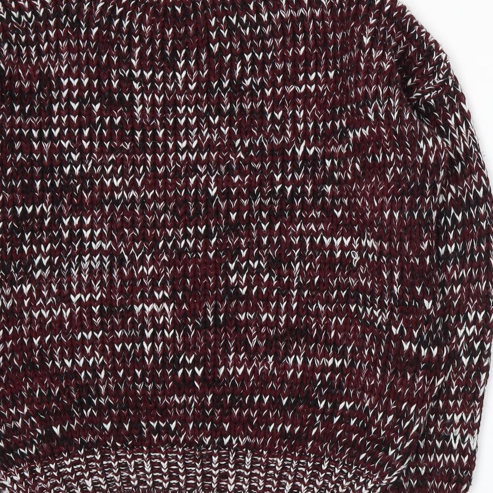 Brand and care label for New Look women’s red knit jumper, size S