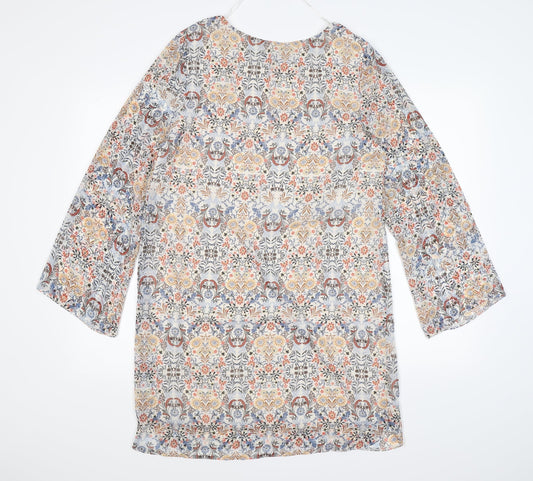 Atmosphere Womens White Floral Chiffon Shirt Dress Size 12