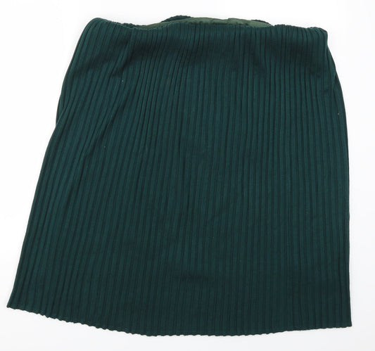 Preworn Womens Green Pleated Skirt Size 36 in