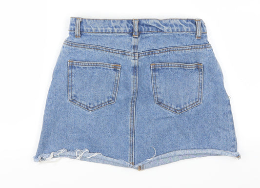 Preworn Womens Blue Denim Mini Skirt Size 26 in