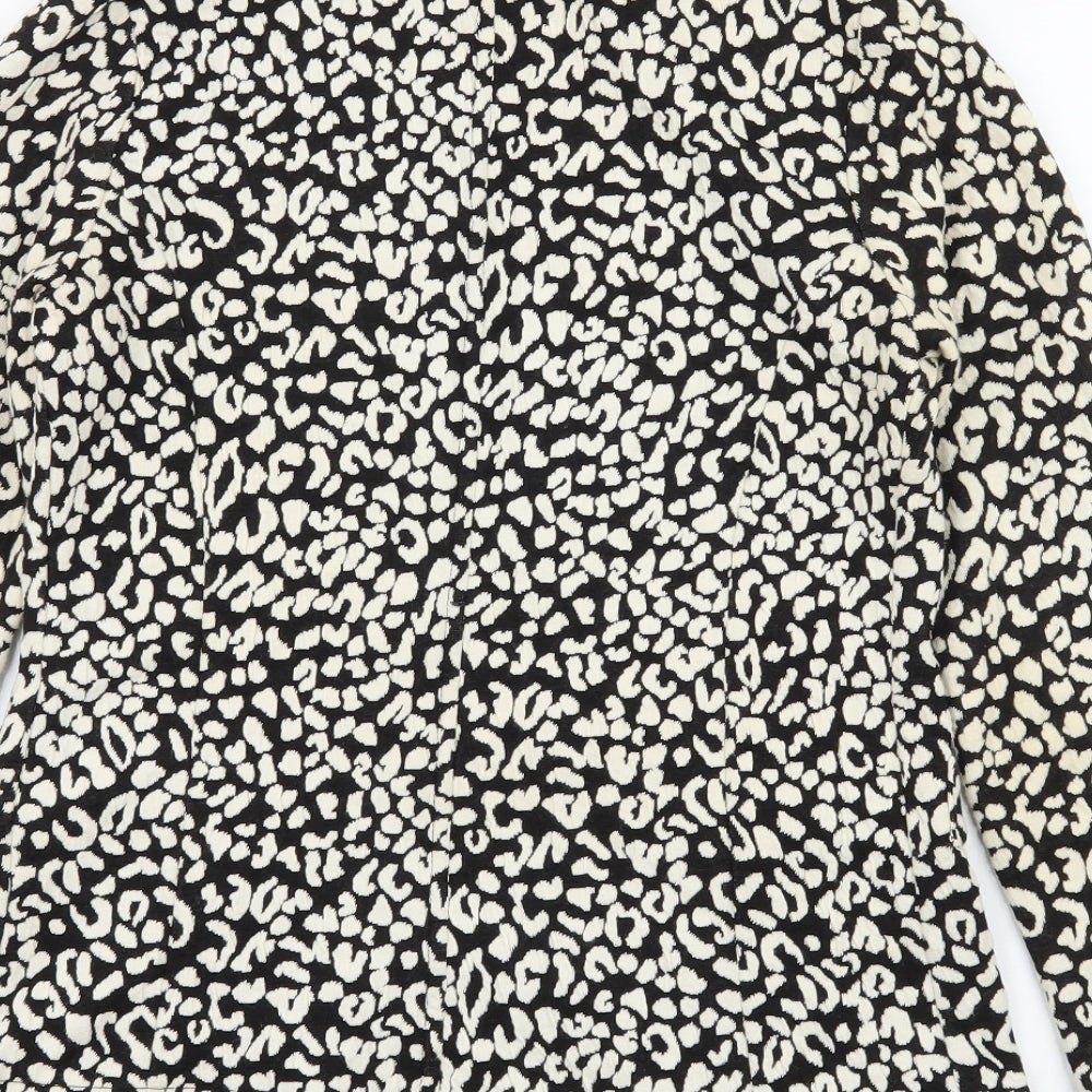 Brand and care label for Next women’s ivory animal print jersey jacket blazer, size UK 8