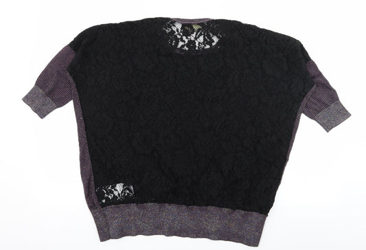 Replay Womens Purple Striped Knit Pullover Jumper Size XS - Lace back