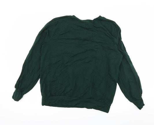 AnyBody Womens Green Jersey Pullover Sweatshirt Size M