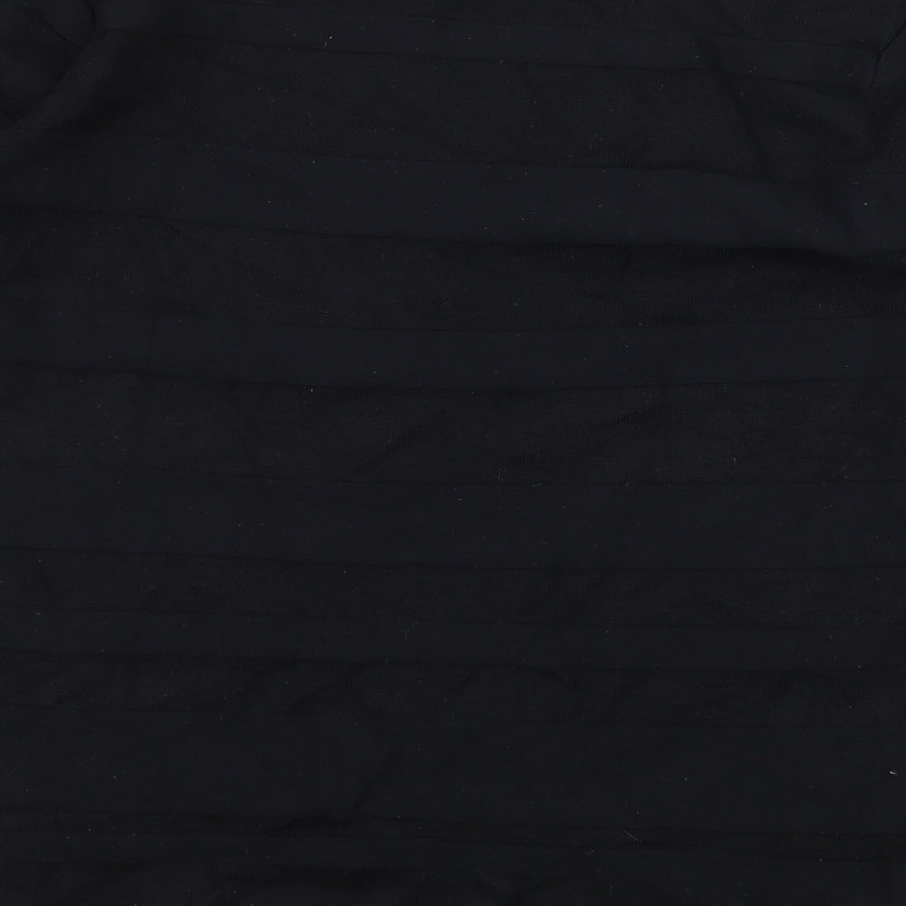 Brand and care label for BHS women’s black striped knit jumper, size UK 14