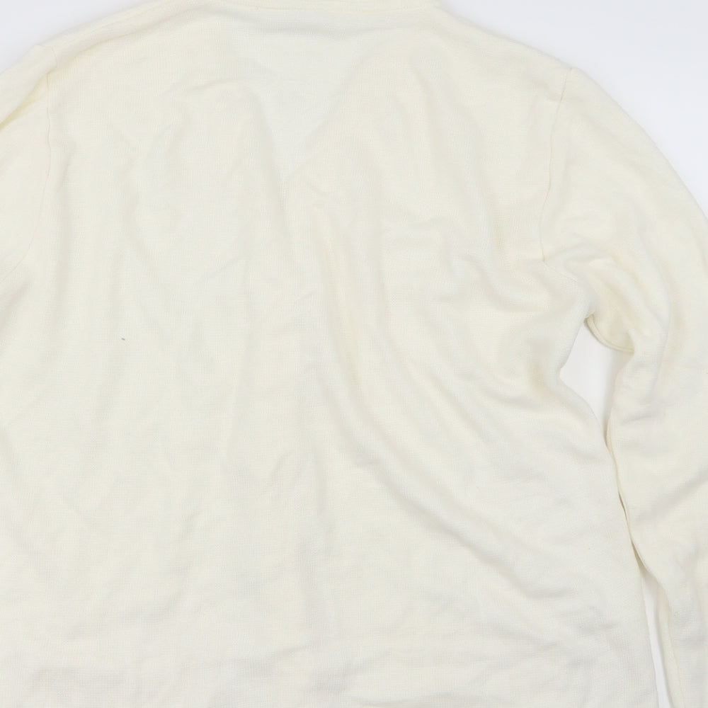 Brand and care label for Classics women’s ivory cardigan jumper, size UK 14