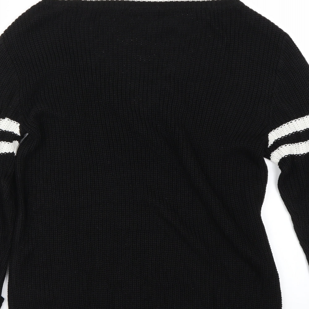 Brand and care label for H&M women’s black jumper, size XS