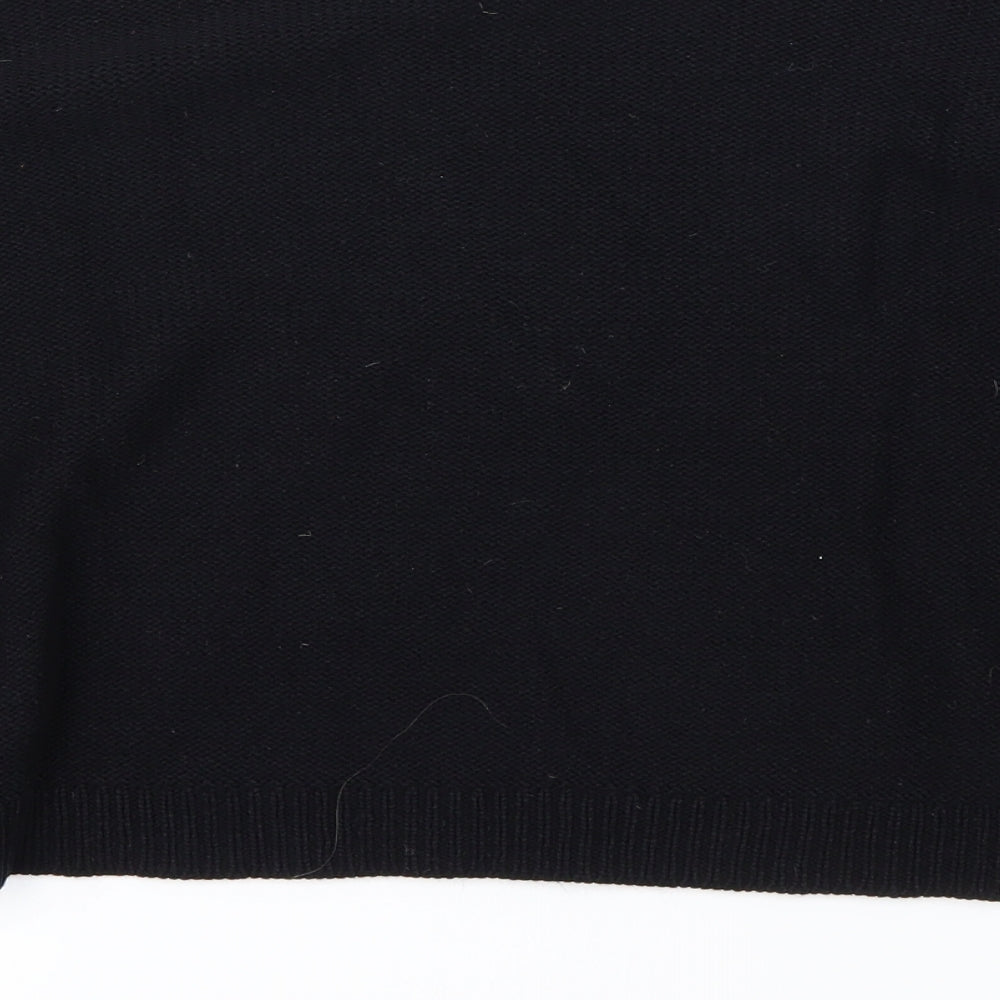 Brand and care label for H&M women’s black jumper, size UK 10