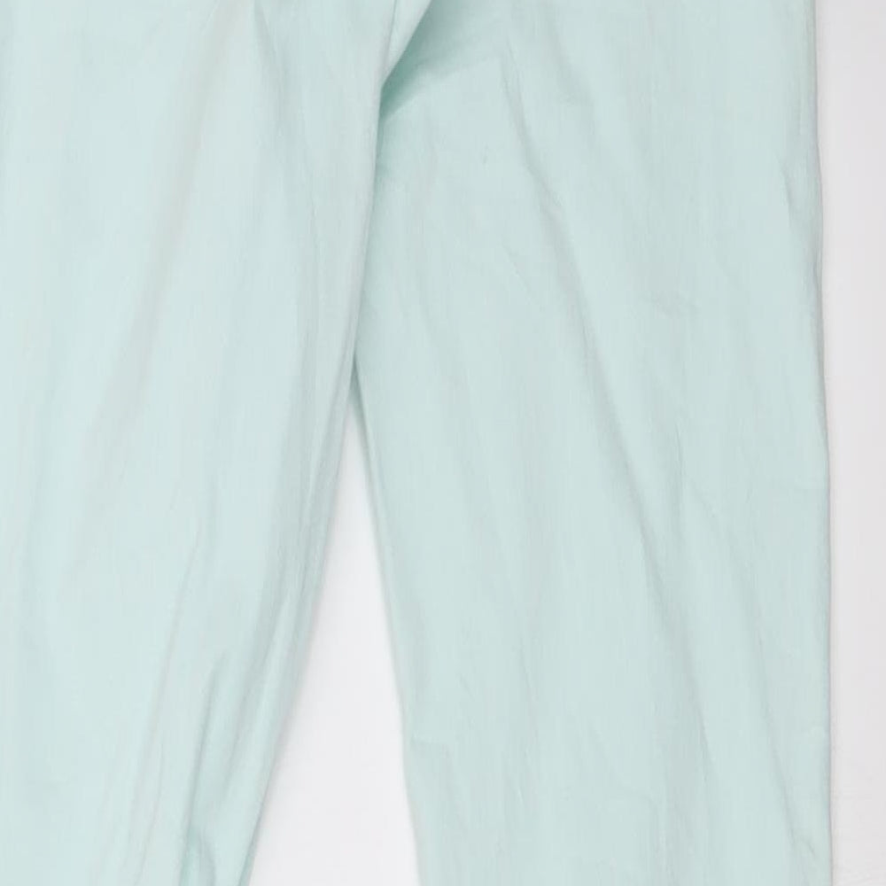 Brand and care label for Gap girls’ green ikat skinny jeans, size 10, years