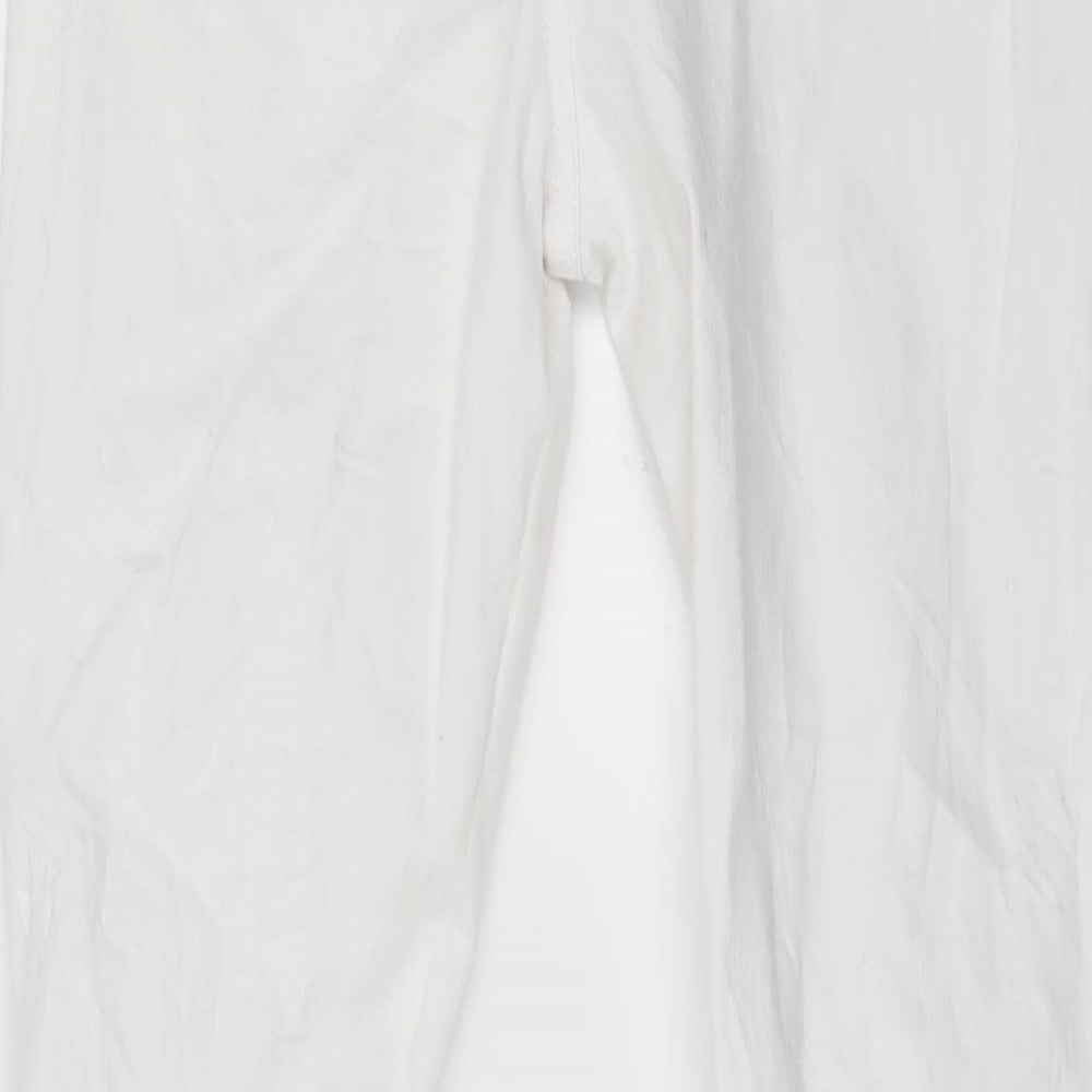 Brand and care label for denim co women’s white straight jeans, size UK 14, 26-inch leg