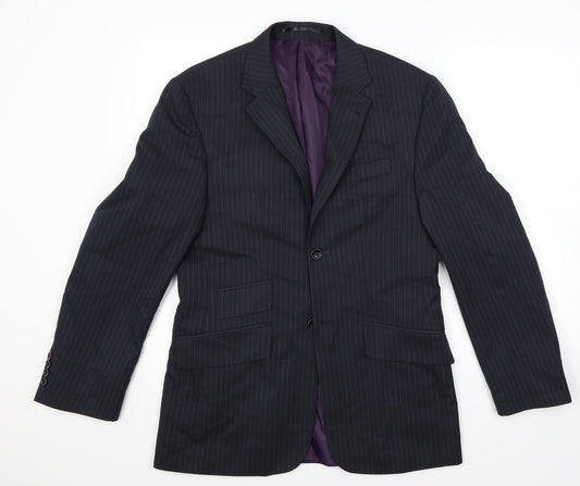 Burton Mens Blue Striped Jacket Blazer Size 38