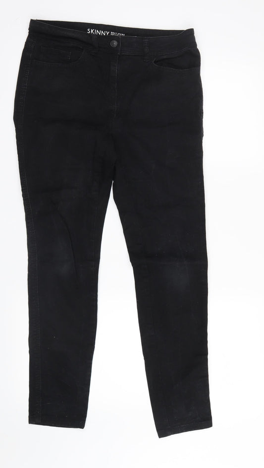 Additional front view of Next women’s black denim skinny jeans, size UK 10, 28-inch leg