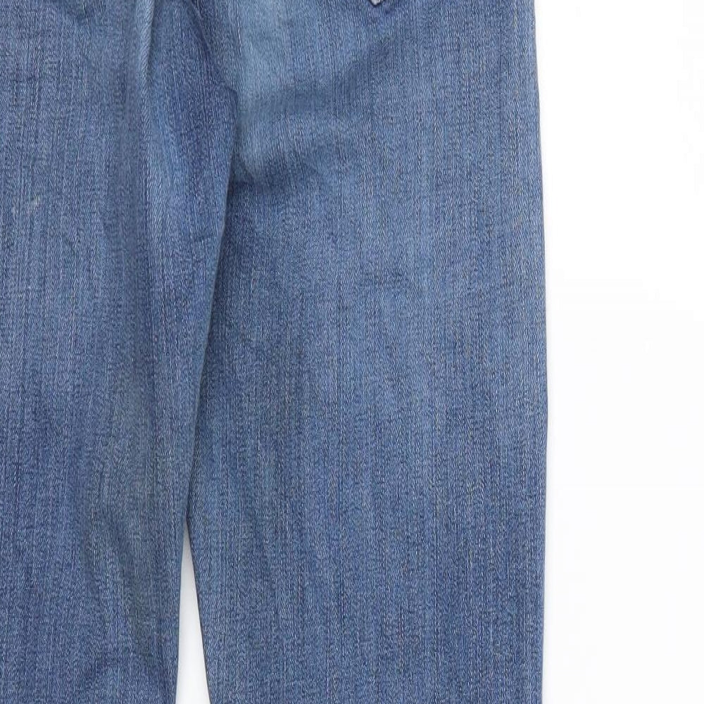 Brand and care label for Denim & Co. women’s blue denim skinny jeans, size UK 8, 29-inch leg