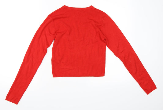 Pull&Bear Womens Red Basic T-Shirt Size M