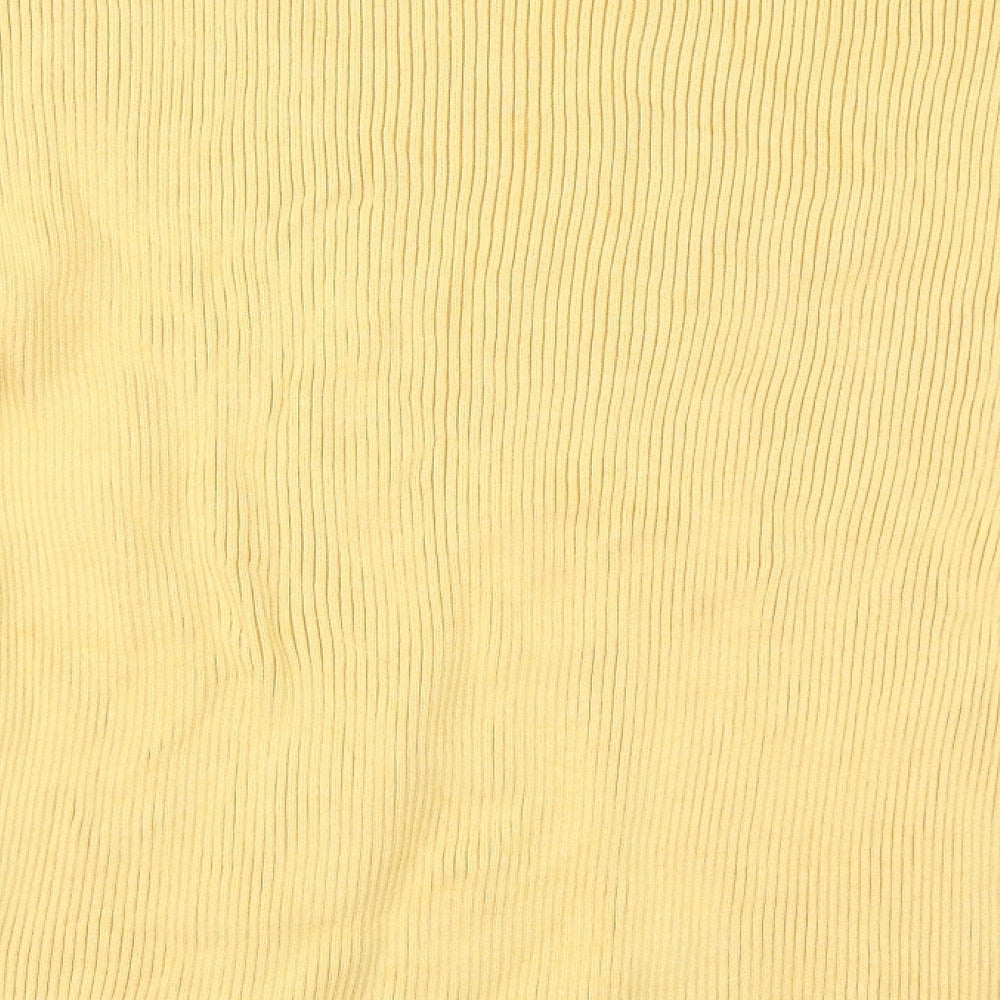 Brand and care label for River Island women’s yellow jumper, size L